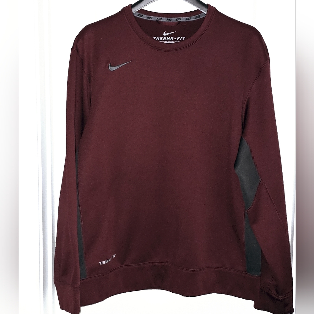 Nike Men's NSW Therma-Fit Crewneck Sweatshirt, Maroon, Size Large